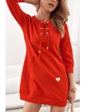 Dress/tunic with a tied neckline red FI600 - Online store - Boutique